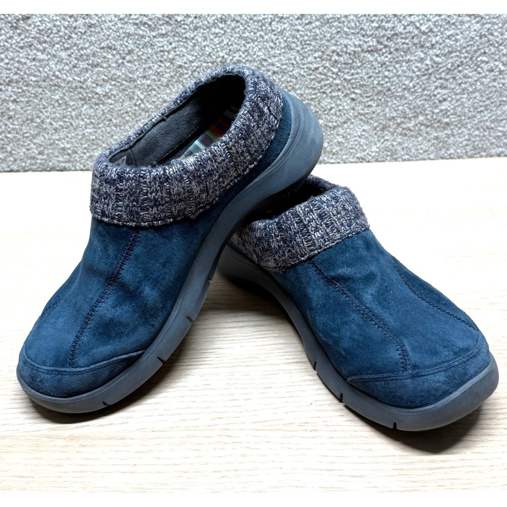 Dansko Slip On Clogs Shoes Suede Knit Trim Blue Womens‎ Size 37